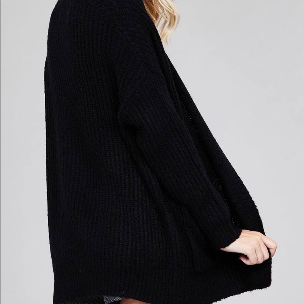 Dolmen Sleeve Open Front Cardigan - Picture 3 of 3